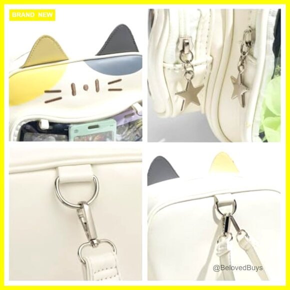 Large Capacity Faux Leather Backpack Crossbody Shoulder Bag Pin Display main image 4
